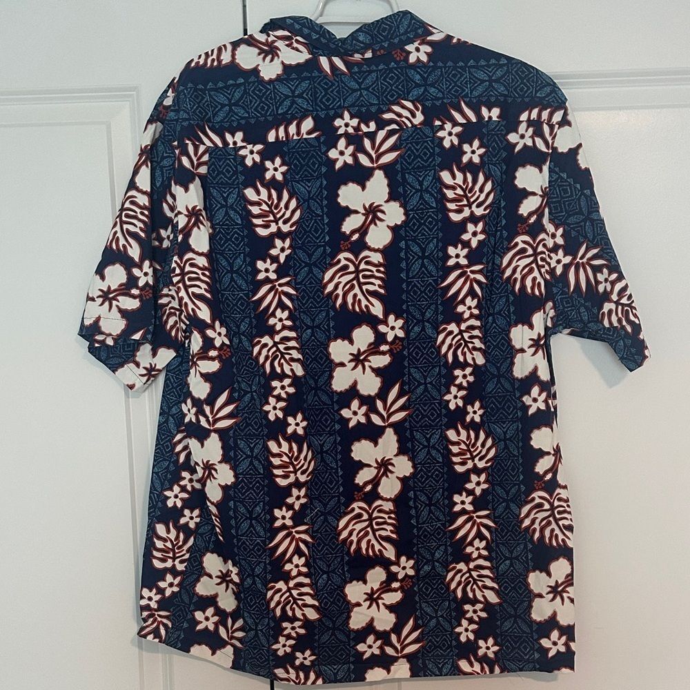 Men's Y2K Floral Hawaiian Shirt Blue White Red Vintage Howie made in Hawaii XL - Picture 3 of 3